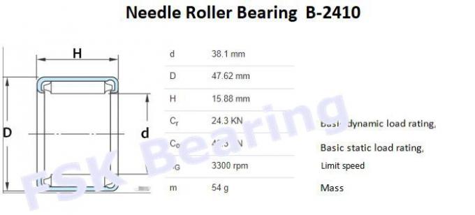 Tamaño avanzado lentamente maquinaria de la materia textil del rodamiento de rodillos de aguja del complemento completo B 2410 0